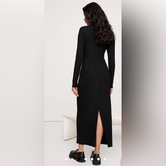 Banana Republic Turtleneck Dress Maxi Black Wide Ribbed Large NWT - Picture 3 of 5